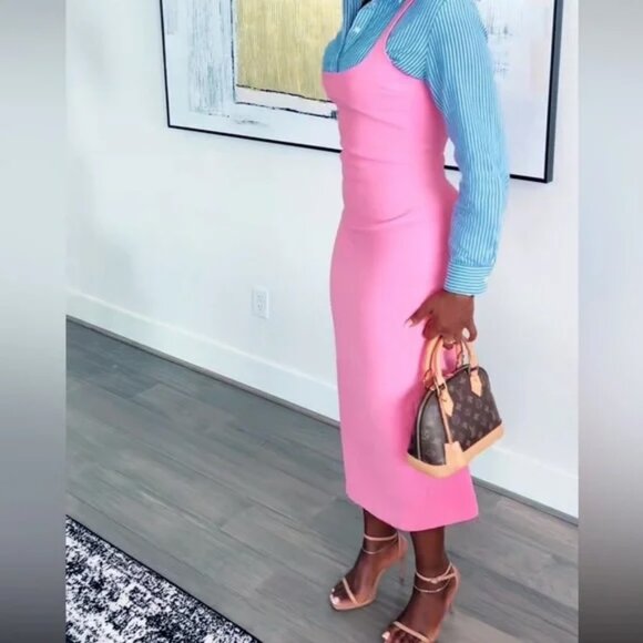 NWT! ZARA Viral Bloggers Favorite Long Pink Midi Maxi Dress - Picture 7 of 15